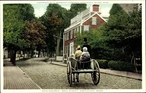 AK Nantucket Massachusetts USA, Goin Shearin, Main Street, Pferdekutsche