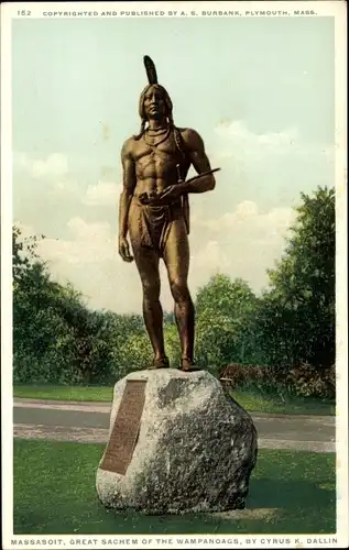 Ak Plymouth, Massachusetts, USA, Massasoit, Great Sachem of Wampanoags