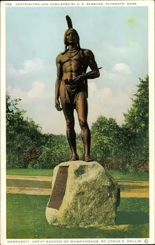 Ak Plymouth Massachusetts USA, Massasoit, Great Sachem of Wampanoags