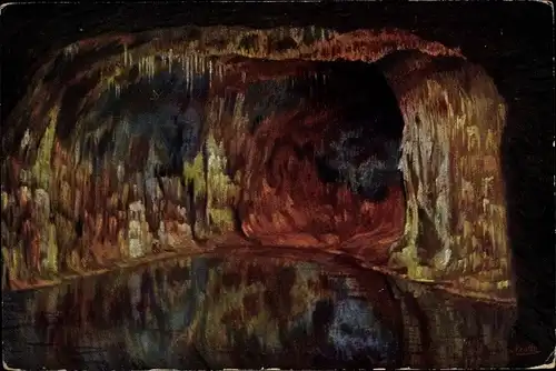 Künstler Ak Saalfeld an der Saale Thüringen, Feengrotten, Blaue Grotte