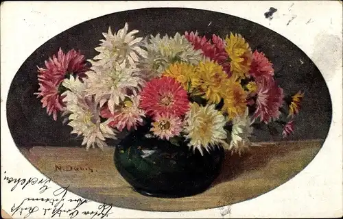 Künstler Ak Blumenstrauß in der Blumenvase