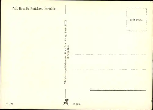 Ak Plastik, Eurydike, Hans Haffenrichter