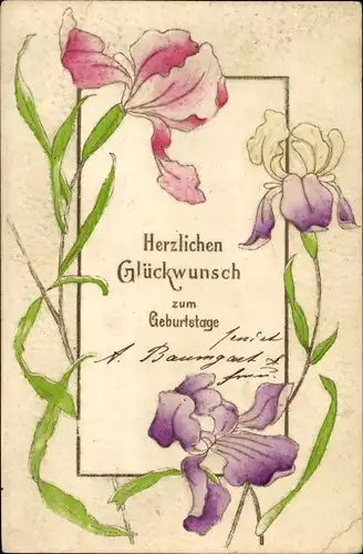 Präge Ak Glückwunsch Geburtstag, Blumen