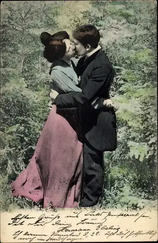 Ak Liebespaar, Kuss