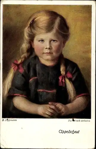 Künstler Ak Lippmann, B., Sonntagskind, Portrait von einem blonden Mädchen mit Zöpfen