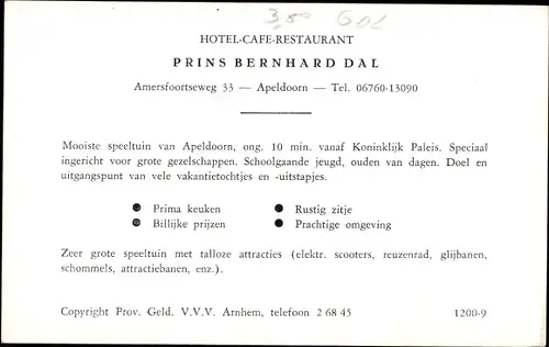 Ak Apeldoorn Gelderland, Hotel Prince Bernhard Dal