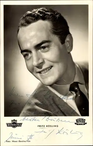 Ak Schauspieler Fritz Kösling, Portrait, Am Brunnen vor dem Tore, Autogramm