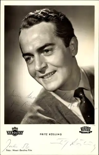 Ak Schauspieler Fritz Kösling, Portrait, Am Brunnen vor dem Tore, Autogramm
