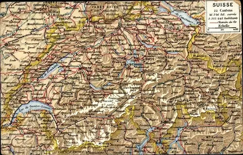 Landkarten Ak Luzern Stadt Schweiz, Schwyz, Genfer See, Neuchatel