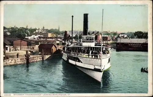 Ak Burlington Vermont Vereinigte Staaten, Dampfer Ticonderoga