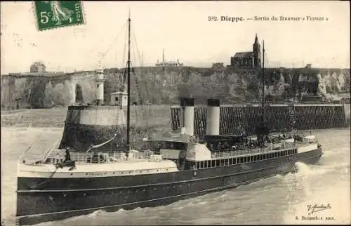 Ak Dieppe Seine Maritime, Freigabe des Dampfers Frankreich