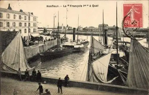 Ak Calvados de Honfleur, Le Francois Ier a Quai