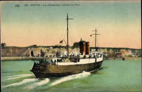 Ak Dieppe Seine Maritime, Die Versailles kehrt in den Hafen zurück