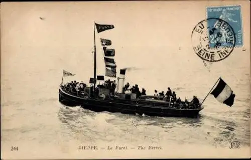 Ak Dieppe Seine Maritime, Einfahrt zum Port du Steamer La France aus Newhaven