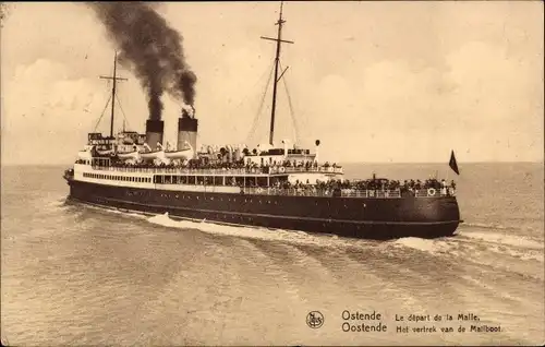 Postkarte Ostende Ostende Westflandern, Die Abfahrt der Malle