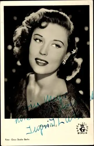 Ak Schauspielerin Ingrid Lutz, Portrait, Autogramm