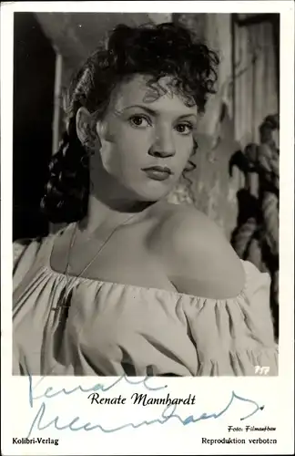 Ak Schauspielerin Renate Mannhardt, Portrait, Autogramm