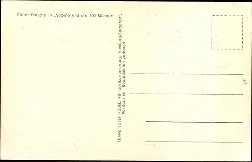 Ak Schauspieler Dieter Borsche, Portrait, Zigarette, Film Sabine und die 100 Männer, Autogramm