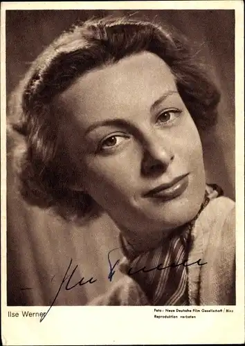 Ak Schauspielerin Ilse Werner, Portrait, Autogramm