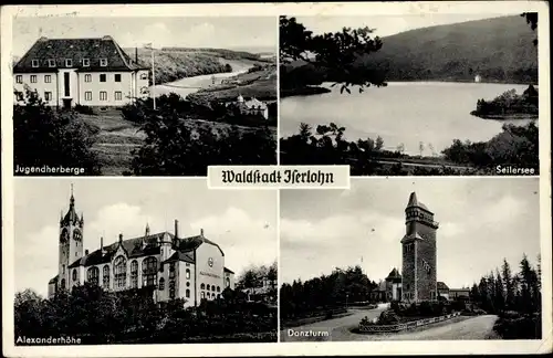 Ak Iserlohn im Märkischen Kreis, Alexanderhöhe, Jugendherberge, Danzturm, Seilersee