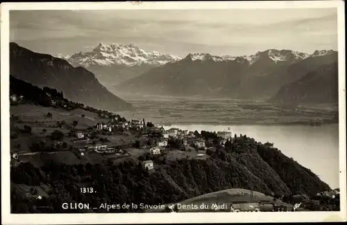 Ak Glion Montreux Kanton Waadt, Savoyer Alpen und Dents du Midi