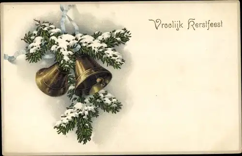 Ak Glückwunsch Weihnachten, Glocken, Tannenzweige