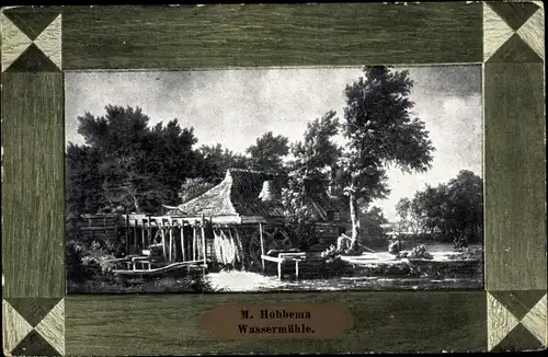 Passepartout Künstler Ak Hobbema, M., Wassermühle