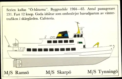 Ak Dampfschiffe MS Ramsö, MS Skarpö, MS Tynningö