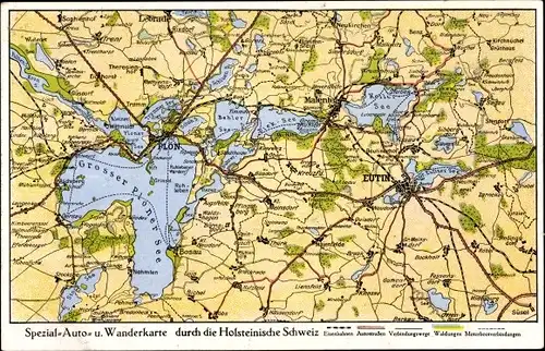 Landkarten Ak Eutin in Ostholstein, Spezial-Auto- und Wanderkarte, Holsteinische Schweiz