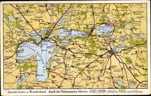 Landkarten Ak Eutin in Ostholstein, Spezial-Auto- und Wanderkarte, Holsteinische Schweiz