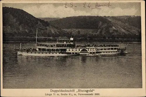 Ak Doppeldeckschiff Rheingold, Köln-Düsseldorfer Rheindampfschifffahrt