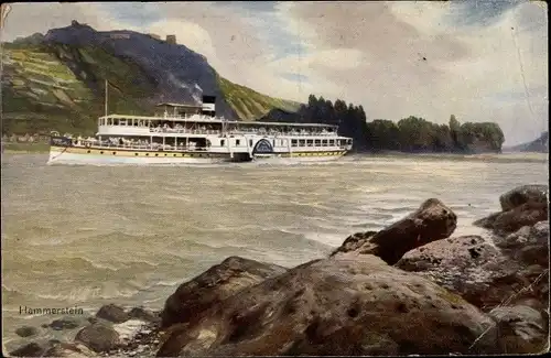 Künstler Ak Hammerstein am Rhein, Rheindampfer, Köln-Düsseldorfer Rhein Dampfschifffahrt