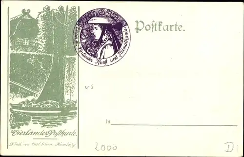 Ak Vierländerin bei der Beerenernte