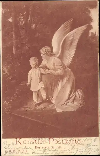 Ak Schutzengel und Kind, Erster Schritt