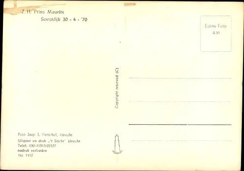 Ak Soestdijk Utrecht Niederlande, Prinz Maurits, Adel Niederlande