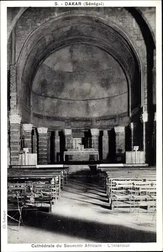 Ak Dakar Senegal, Cathédrale du Souvenir Africain, l'intérieur