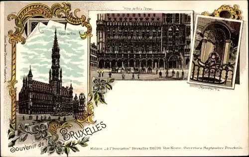 Litho Brüssel Brüssel, Rathaus, Manneken Pis