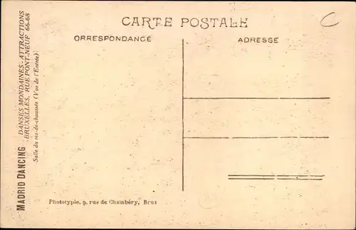 Ak Brüssel Brüssel, Gesellschaftstänze, Rue Pont Neuf 66-68