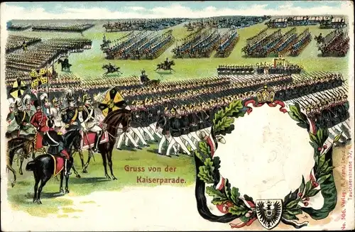 Präge Ak Kaiserparade, Kaiser Wilhelm II., Wappen, Adler