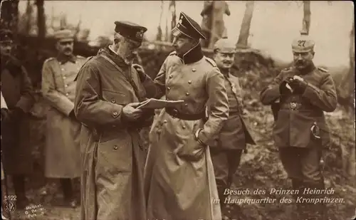 Ak Großadmiral Prinz Albert Wilhelm Heinrich von Preußen, Kronprinz Wilhelm, Besuch im Hauptquartier