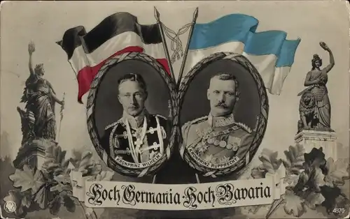 Ak Kronprinz Wilhelm von Preußen, Kronprinz Rupprecht von Bayern, Portrait