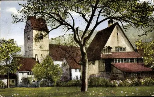 Ak Bregenz am Bodensee Vorarlberg, Teilansicht, Kirche