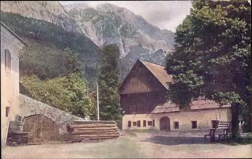 Ak Nötsch am Dobratsch Kärnten, Dorfmotiv