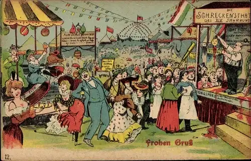 Ak Vergnügungspark, Fest, Feiernde Menschen, Schreckenstat, Königsmord