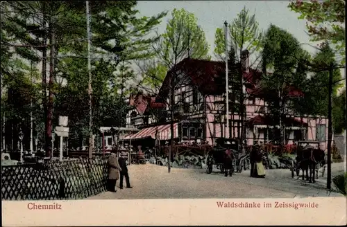 Ak Chemnitz Sachsen, Außenansicht der Waldschänke im Zeissigwalde