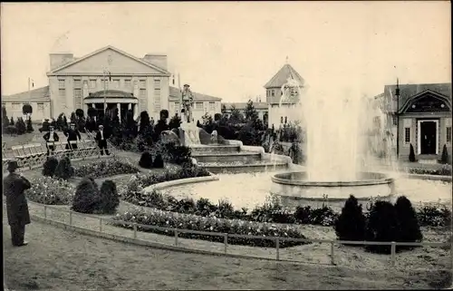 Ak Freiberg im Kreis Mittelsachsen, Erzgebirgsausstellung 1912, Fontäne, Parkanlage