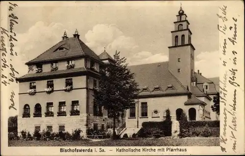 Ak Bischofswerda in Sachsen, Katholische Kirche, Pfarrhaus
