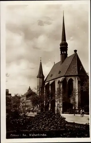 Ak Zittau in Sachsen, Weberkirche, Außenansicht