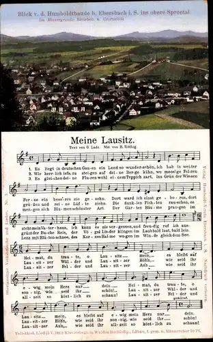 Lied Ak Ebersbach Lausitz Sachsen, Gesamtansicht, Lied Meine Lausitz, Blick v. d. Humboltbaude