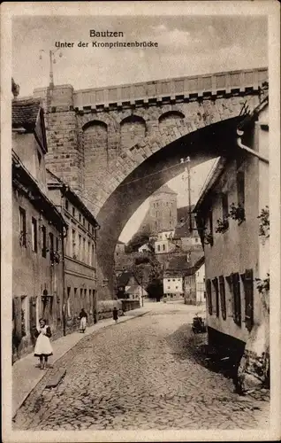 Ak Bautzen in der Oberlausitz, Unter der Kronprinzenbrücke